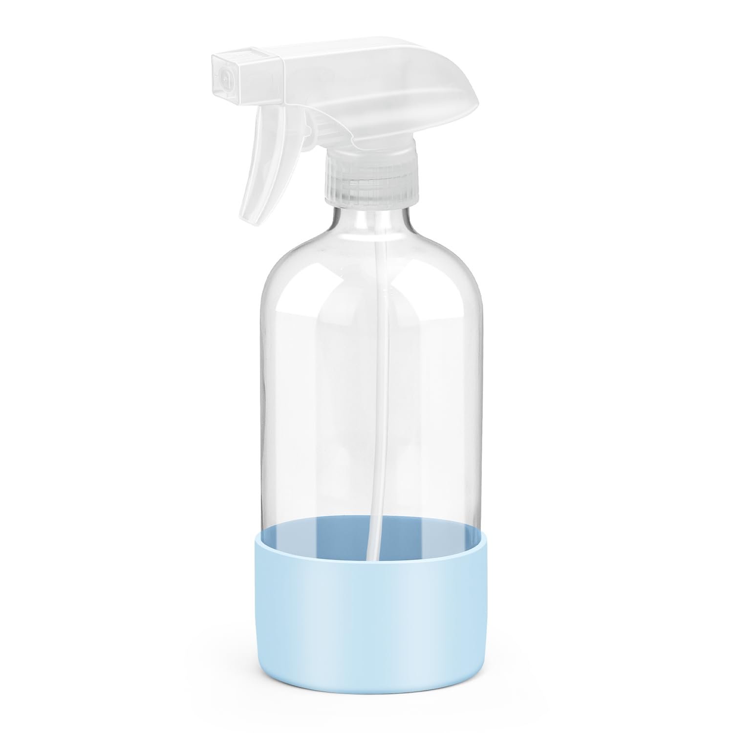 Rionisor Glass Spray Bottles with Silicone Sleeve Protection, Empty 16 oz Refillable Containers, Reusable Spray Bottles with Adjustable Nozzle for Hair, Cleaning Solutions, Essential Oils 1 Pack Blue