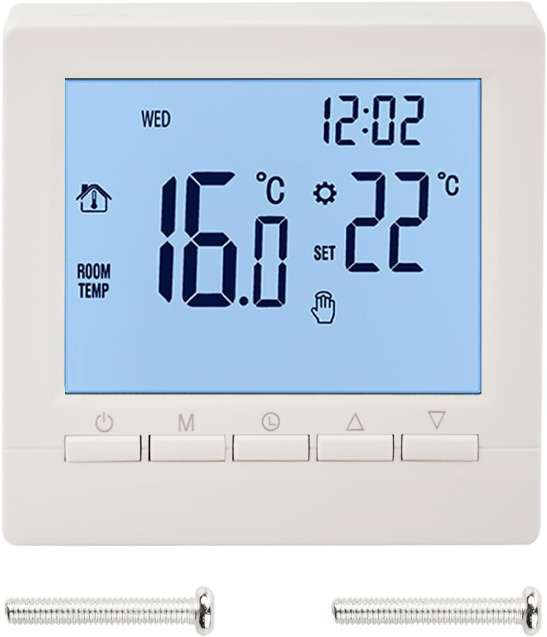 Flylin Week Programmable Thermostat, Digital LCD Display 0-95 | Temperature Controller, NTC Sensor, Low Voltage, with Child Lock, Date Memory Function