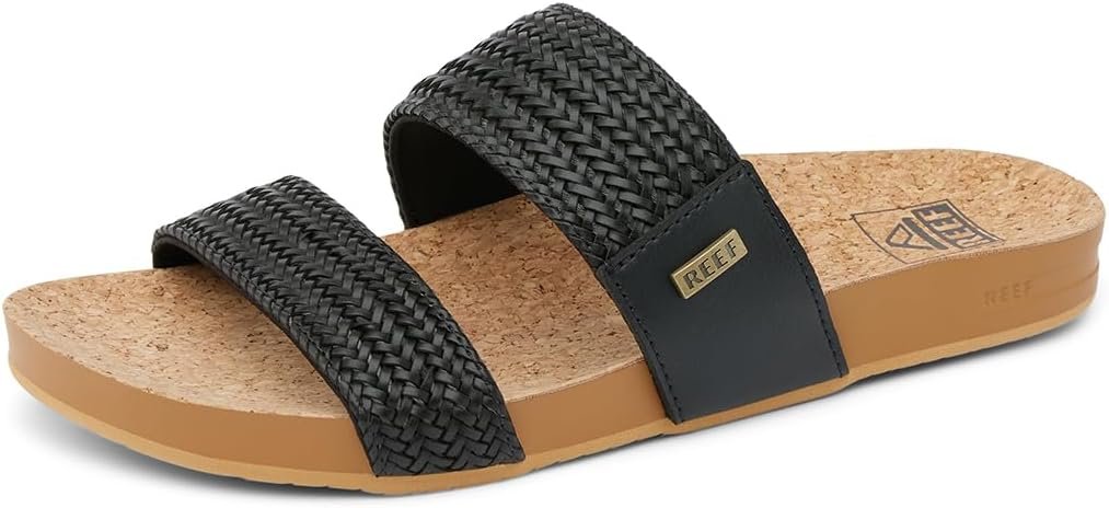 REEF Vista Braid II Women’s Fashion Slide Sandal, Vegan Leather Strap, Ultra Soft Cushion Footbed