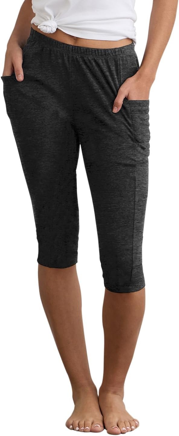 Fair Indigo Women’s 100% Organic Pima Cotton Capri Leggings
