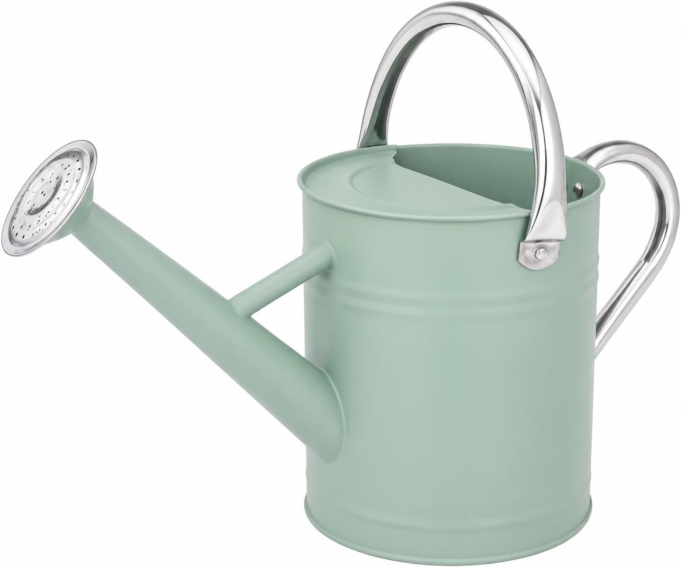 1 Gallon Metal Watering Can for Indoor Outdoor Plants, Cream Green | Removable spout switches between gentle shower and direct stream for flowers, patio pots, planters and garden care