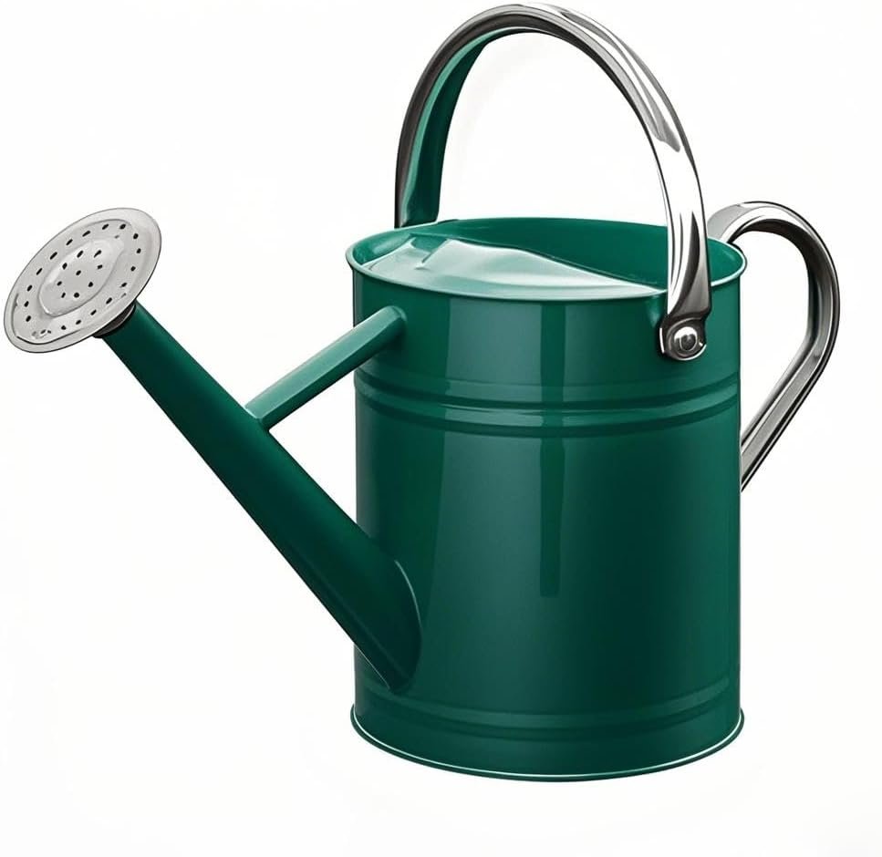 Metal Watering Can for Outdoor Plants, Watering Can Decor 1 Gallon (Green) | Galvanized Metal Watering Can with Removable Spout and Stainless Steel Handle for Garden Plants