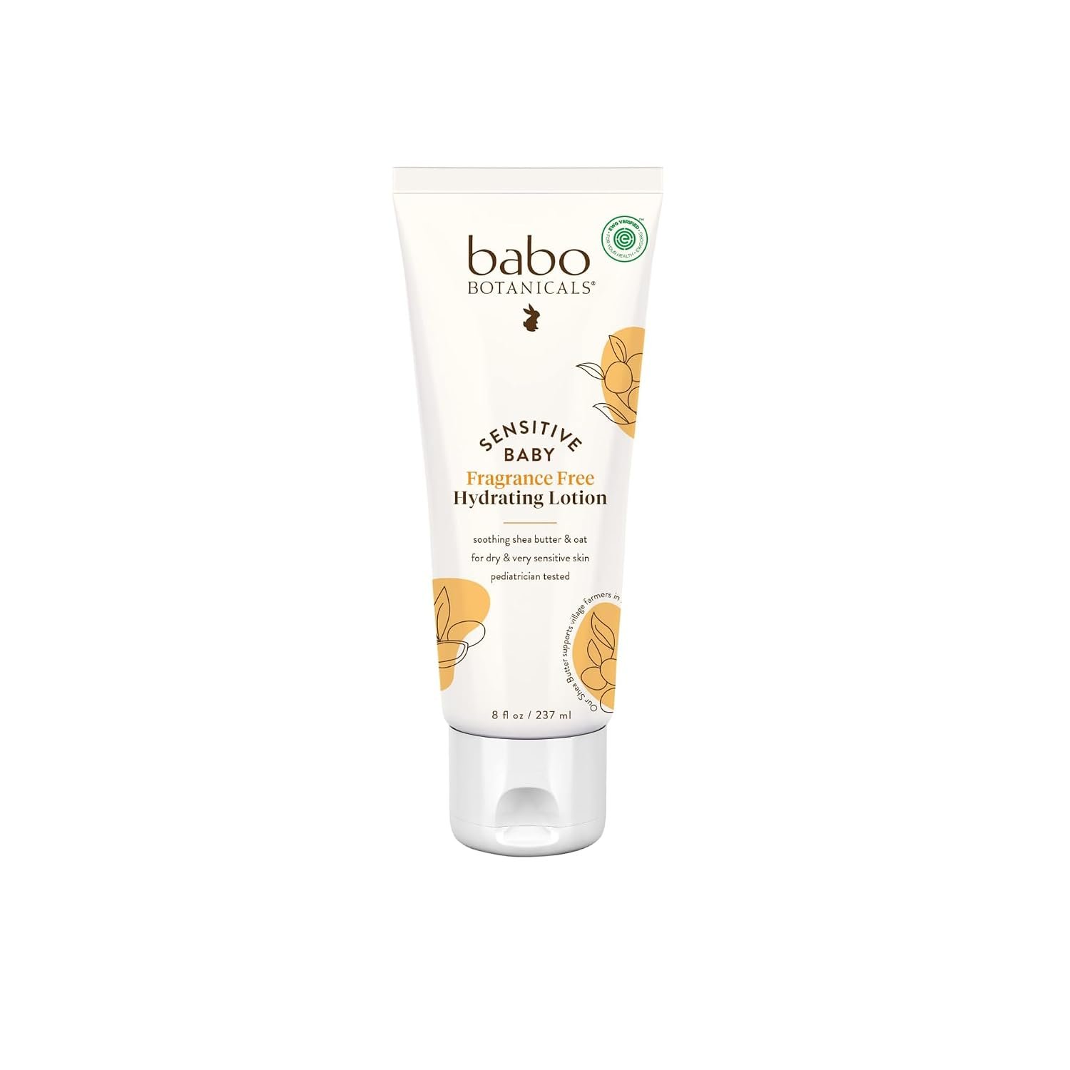 BABO Botanicals Sensitive Baby Fragrance-Free Daily Hydrating Baby Lotion – Shea Butter & Jojoba Oil – for Body & face – for Babies, Kids & Adults with Sensitive Skin – EWG Verified – Vegan