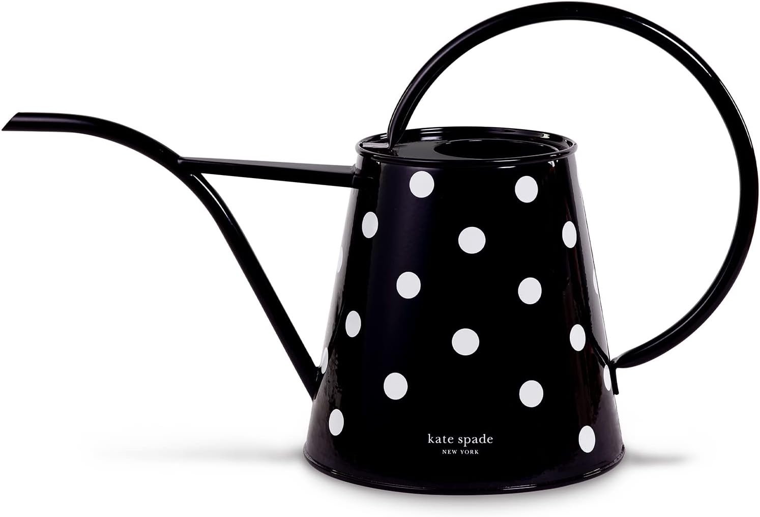 kate spade new york Metal Watering Can, Picture Dot | 2.5 Liter Indoor Watering Can, Metal Watering Can for House Plants, Cute Black & White Polka Dot Gardening Tool for Women