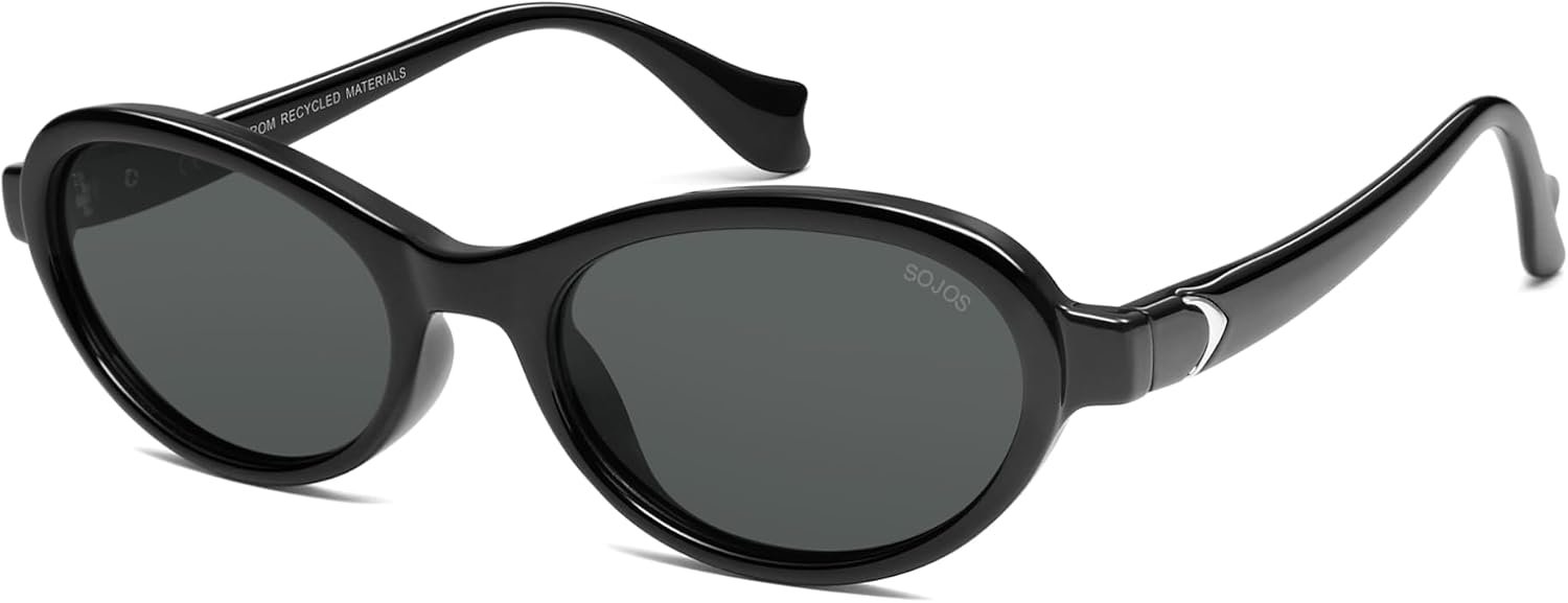 SOJOS Ocean Collection Polarized Retro Oval Sunglasses Womens Recycled Plastic Frame Eco-Friendly UV400, Echo | Recycled plastic build, UV400 protection, lightweight daily wear