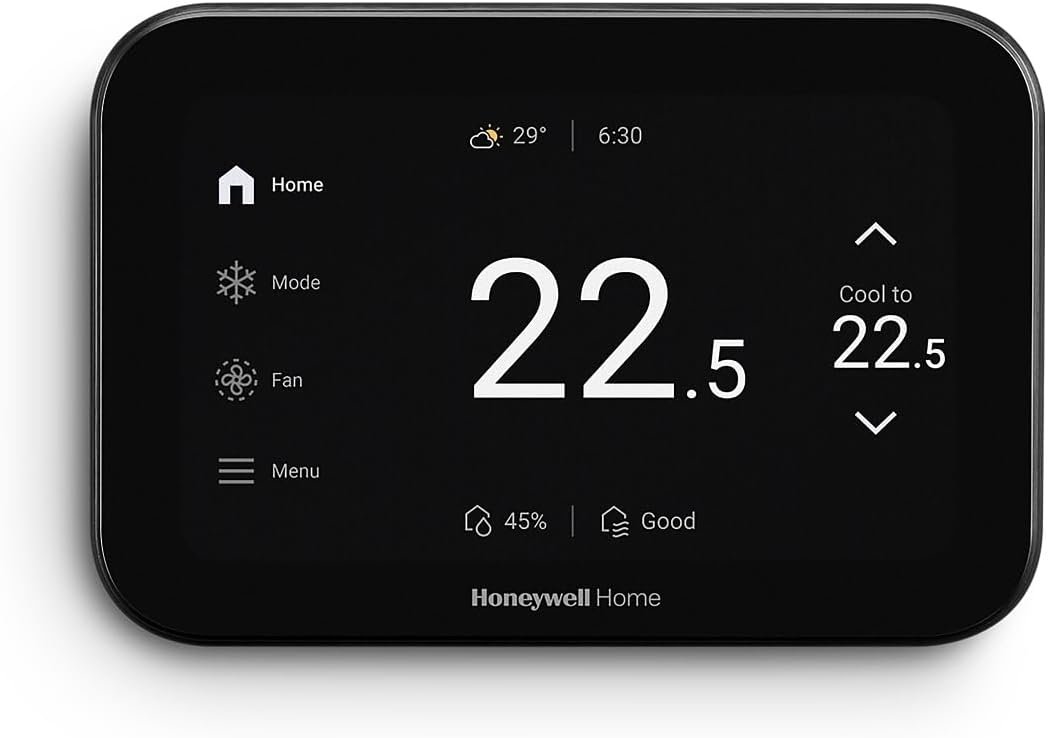 ElitePRO S1100 Smart WiFi Thermostat, 5″ Touchscreen Display, Compatible with Alexa, Apple Home & Google Home, Indoor Air Quality Monitoring, Black with 5-Year Extended Warranty
