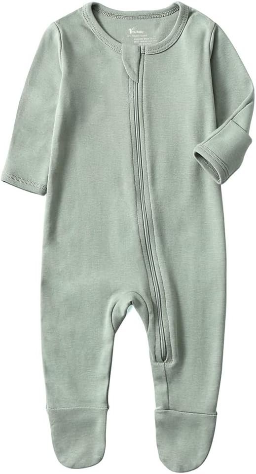 O2 BABY Baby Boys Girls Organic Cotton Zip-Front Sleeper Pajamas, Footed Sleep ‘n Play
