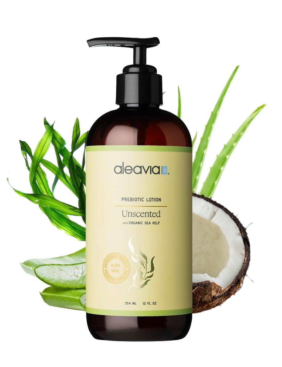 Aleavia Unscented Prebiotic Body Lotion – Fragrance-Free, All-Natural Moisturizing Body Lotion – Sulfate-Free Lotion for Sensitive Skin – 12 Oz