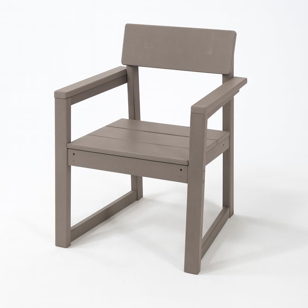 Outdoor Armchair: Modernist Design 100% Recycled HDPE Patio Chair for Homeowners – Durable & Low Maintenance Garden Seating with Armrests & Slatted Back