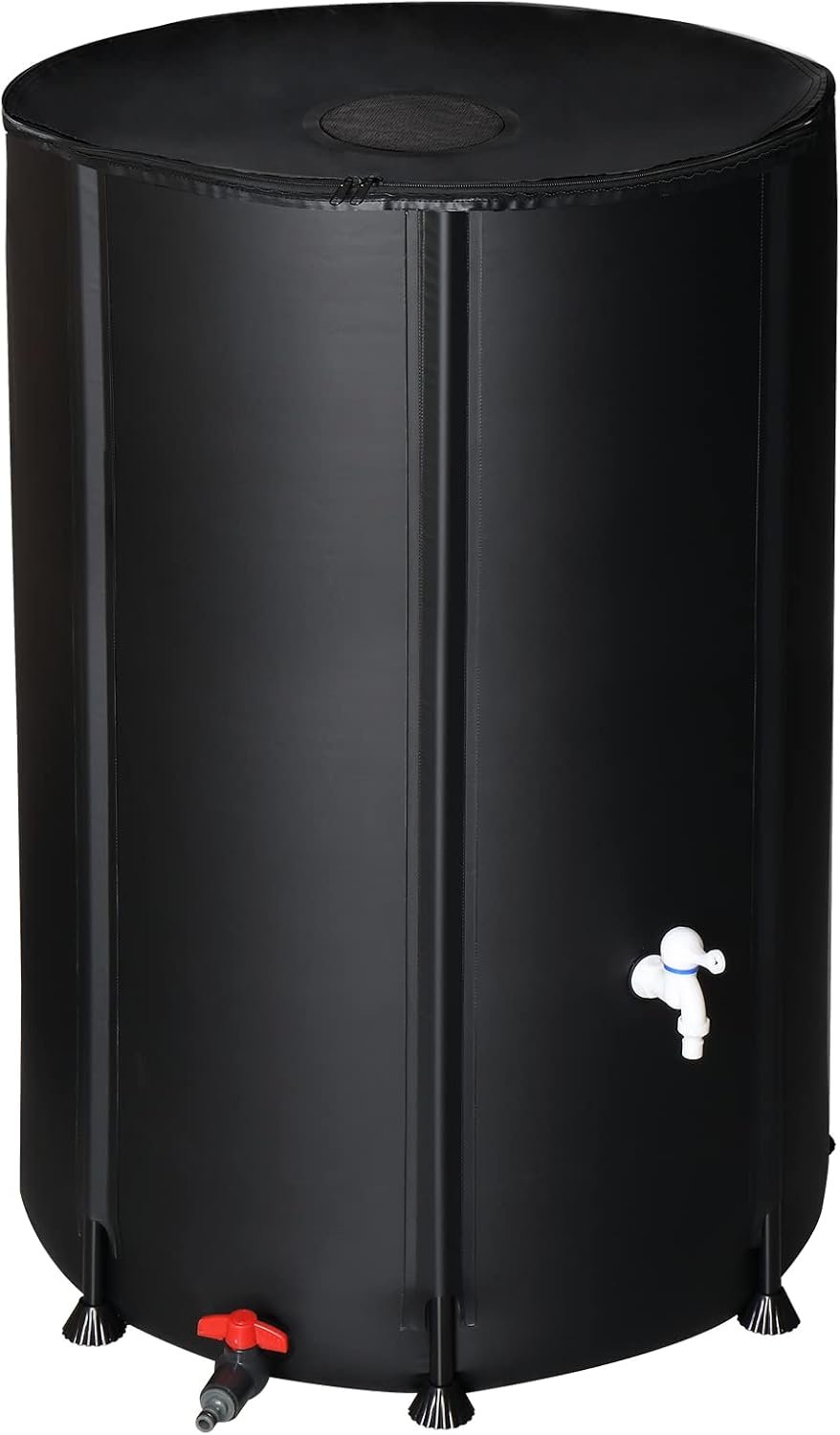 VINGLI Upgraded 100 Gallon Collapsible Rain Barrel, Portable Water Storage Collection System, Weather Proof Sturdy Tank Catcher Container with Filter Spigot Overflow Kit Black