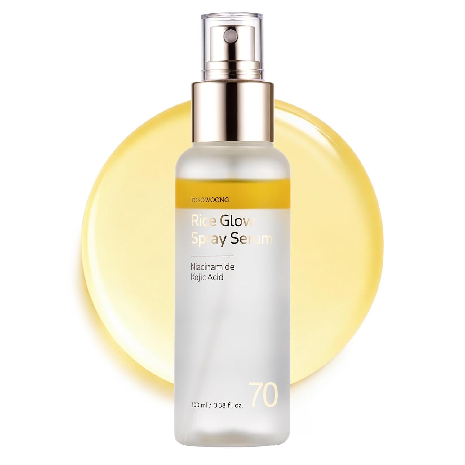 TOSOWOONG Rice Glow Spray Serum, All-in-One Mist for Glass Skin, Dark Spots | 70% Rice Bran Water, Vitamin C, Kojic Acid, Glutathione, PDRN, Hyaluronic Acid, Hydrating, Korean Skincare, 100ml/3.38 fl oz