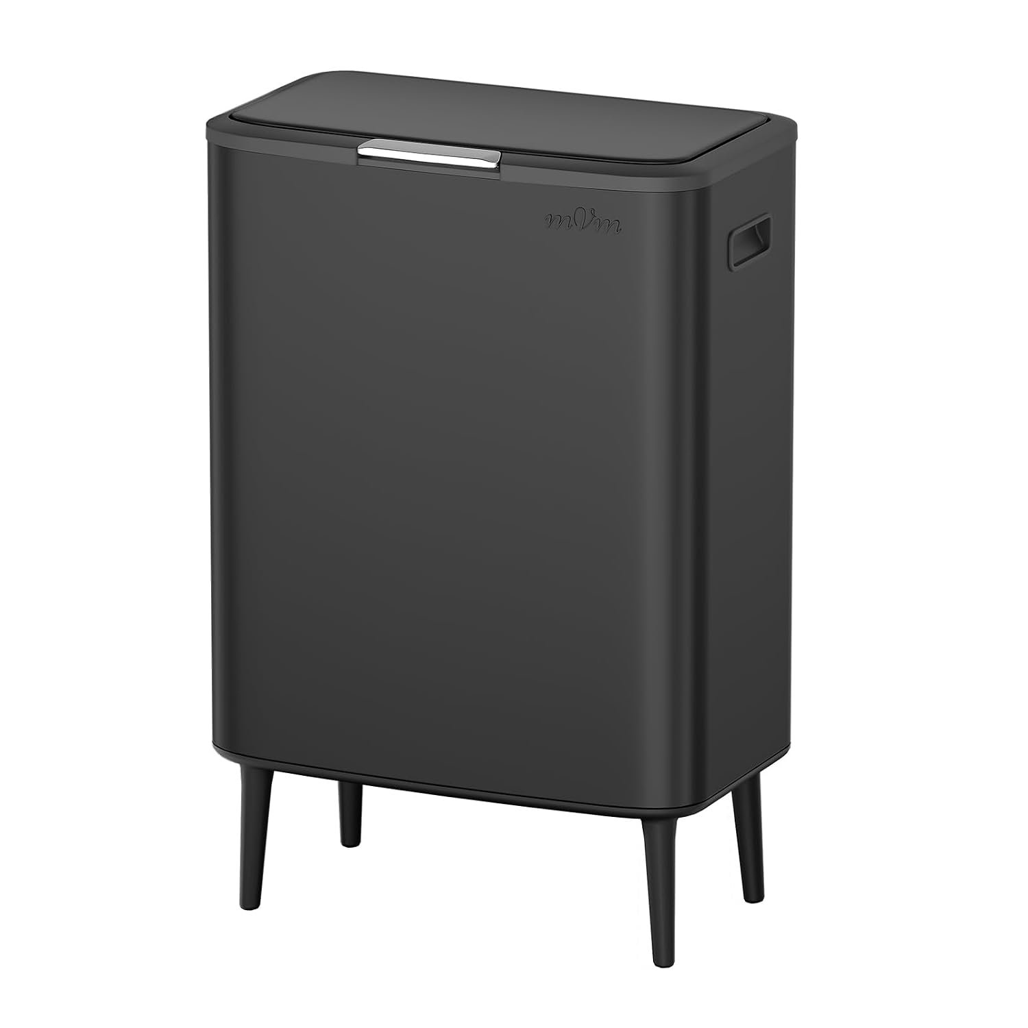 mVm Kitchen Trash Can,16 Gal Large Trash Can +1.3Gal Small Compost bin,Garbage Cans with Lid,Anti-Fingerprint,Easy to Clean,with Inner Bucket Stainless Steel Trash Can for Kitchen,Living Room (Black)