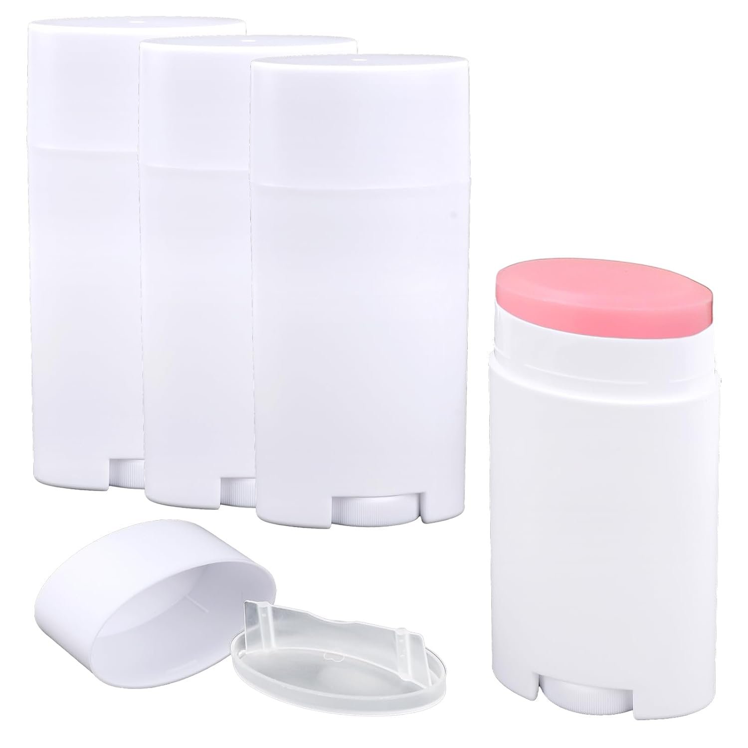 4 Pcs Empty Deodorant Containers for Homemade Deodorant, Refillable, Twist-Up Plastic Deodorants Tubes Empty for DIY Deodorants, Aromatherapy, Balm, Etc