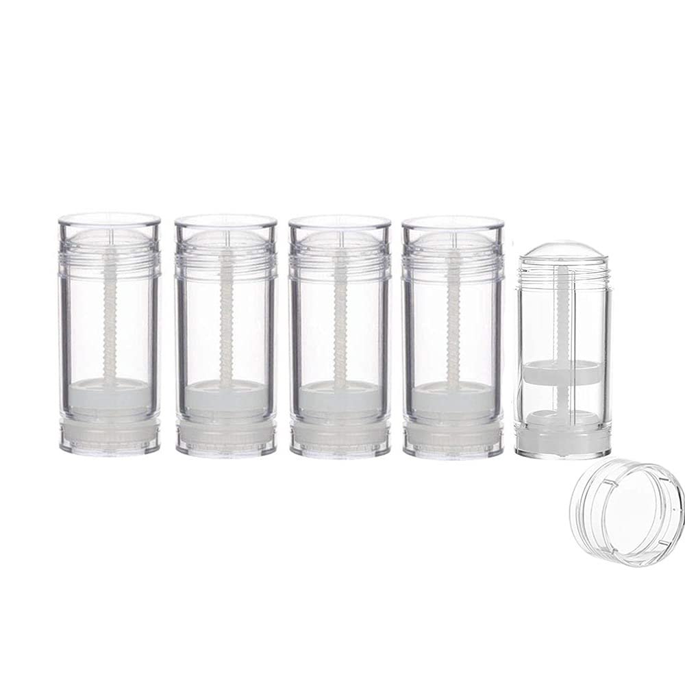 5Pack-1oz/30ml Plastic Deodorant Containers Twist-up Filling Stick Bottle Transparent Refillable Round Bottom For Lipstick Lip Balm Tubes