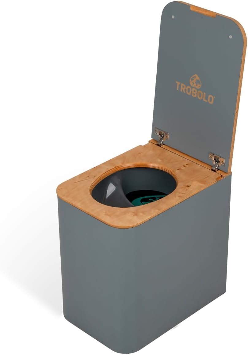 SilvaBlœm composting toilet, modern wooden urine diverting dry toilet (Gray)