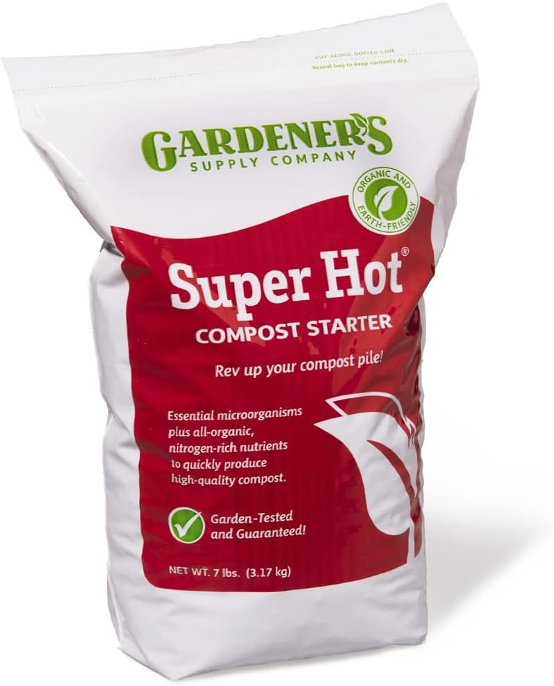 Gardeners Supply Company Super Hot Compost Starter | Compost Pile and Kitchen Waste Ultimate Booster | Activates 8 Bushels of Composts Materials Pile | 7 Pound Resealable Bag