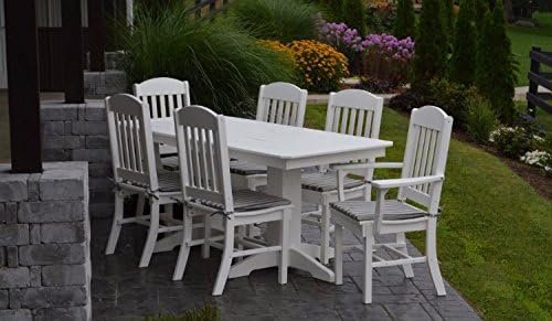 A&L Furniture Amish-Made Poly Outdoor Dining Set: Rectangular Table and 6 Classic Chairs, Cedar