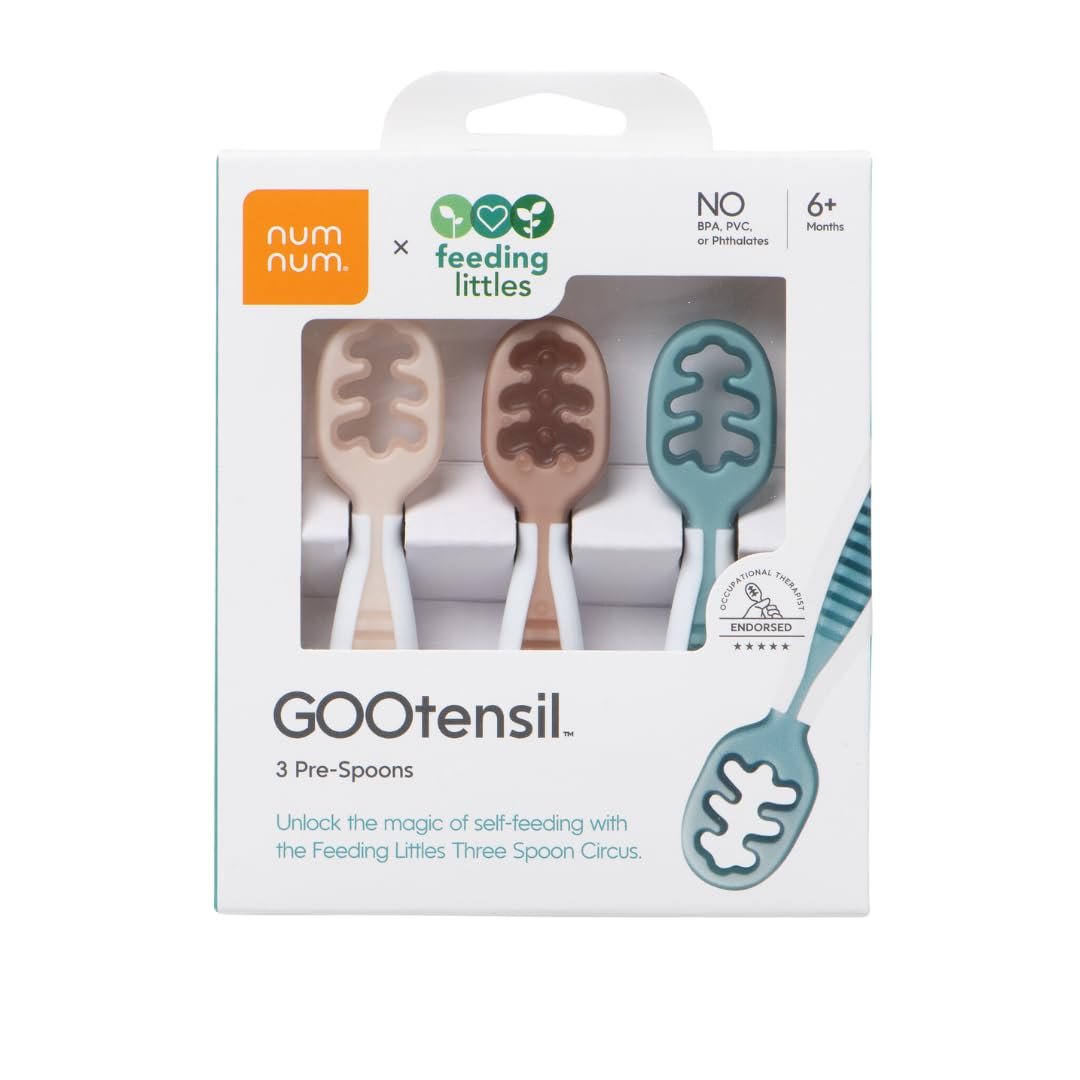 NumNum Feeding Littles Baby Spoons 6 Months, 3-Pack Neutrals