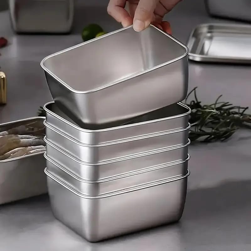 6pcs Stainless Steel Stacking Food Containers with Lids, Reusable Snack & Prep Containers for Office, sp-00018