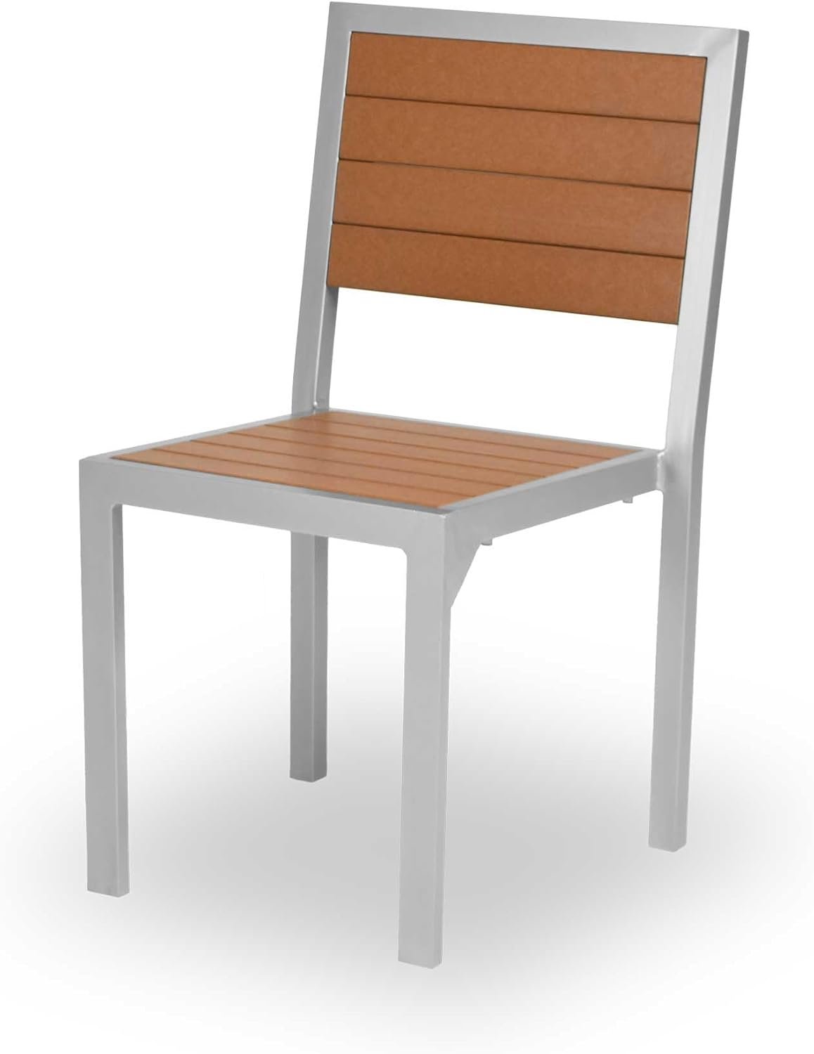Outdoor Dining Chair Recycled Plastic – Cedar/Textured Black | Steel frame construction, recycled plastic slats, weather-resistant, ideal for patios, decks