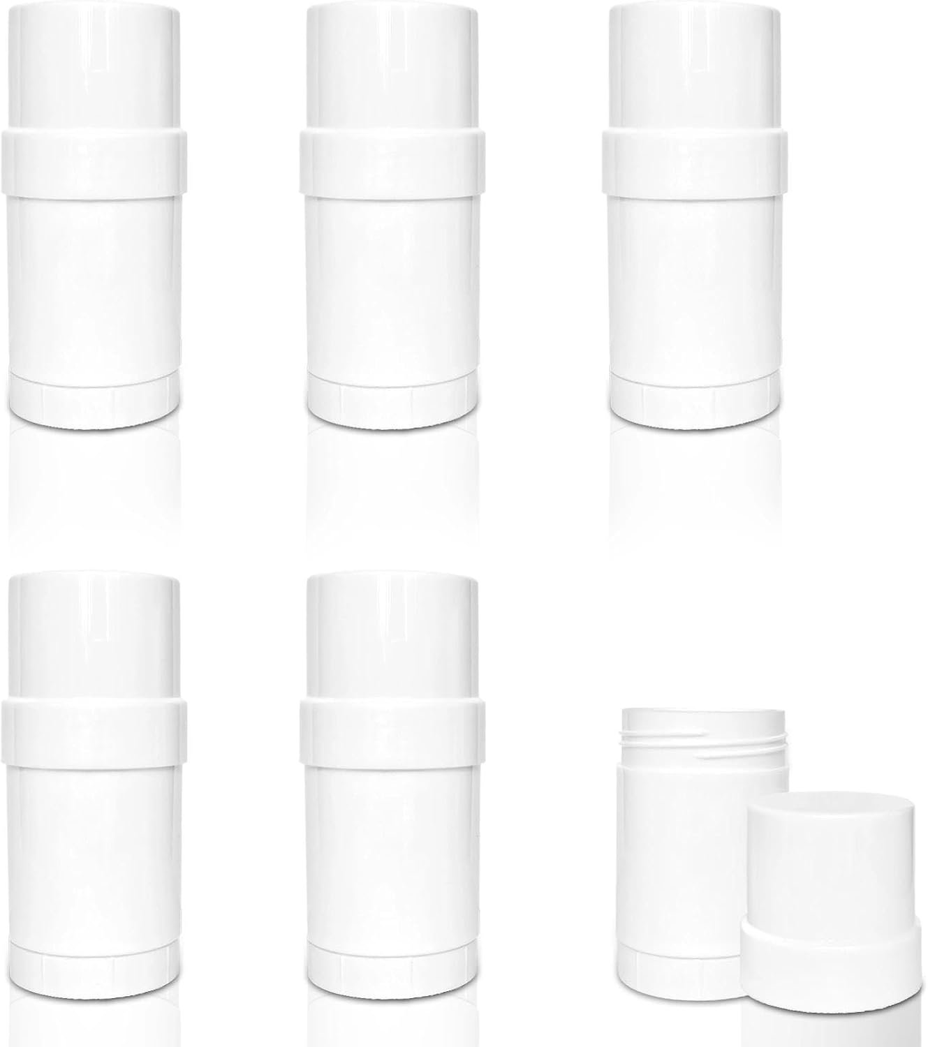Deodorant Containers, Plastic Empty Deodorant Tubes Refillable Twist Up Deodorant Holder for Homemade Lipstick Sunscreen Balm Lotion Bar Heel Balm Lotion Bar Crayon Chapstick (6, White, 1 OZ)