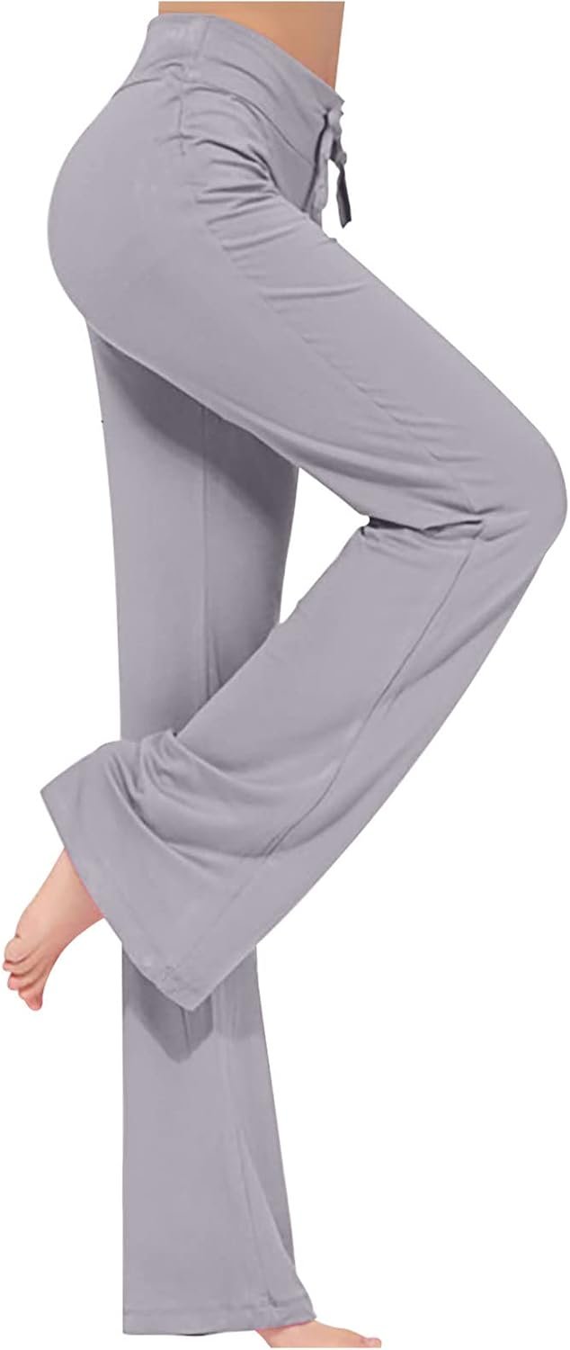 Women’s Yoga Pants Soft Cotton Bootcut Leggings High Waist Wide Leg Pant Trouser Style Yoga Pants Exercise Tights
