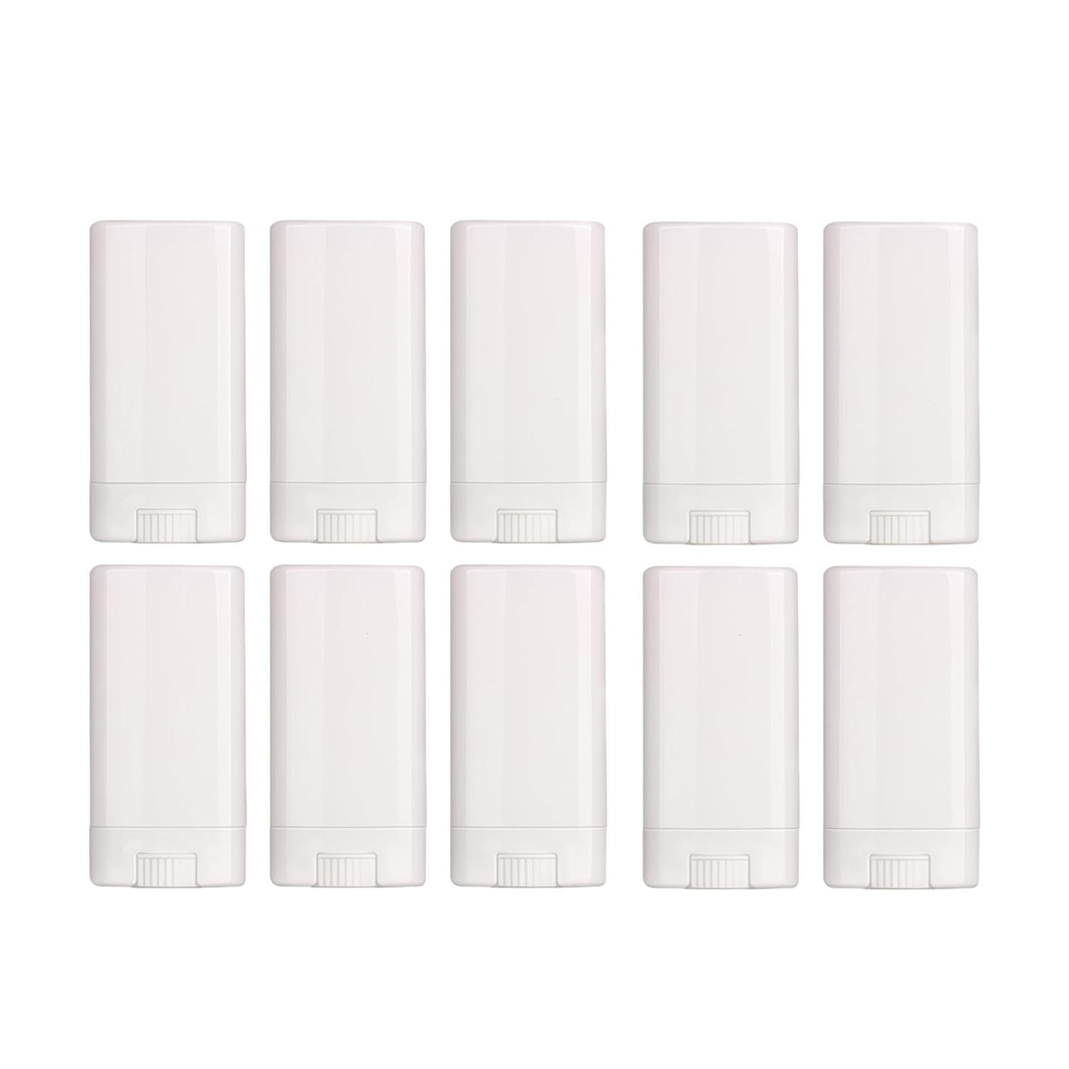 Happyupcity 10Pcs 15ml/0.5oz White Plastic Empty Refillable Oval Deodorant Containers Lip Balm Lipstick Tube Twist-up Filling Stick Tubes Holder for DIY Crayon