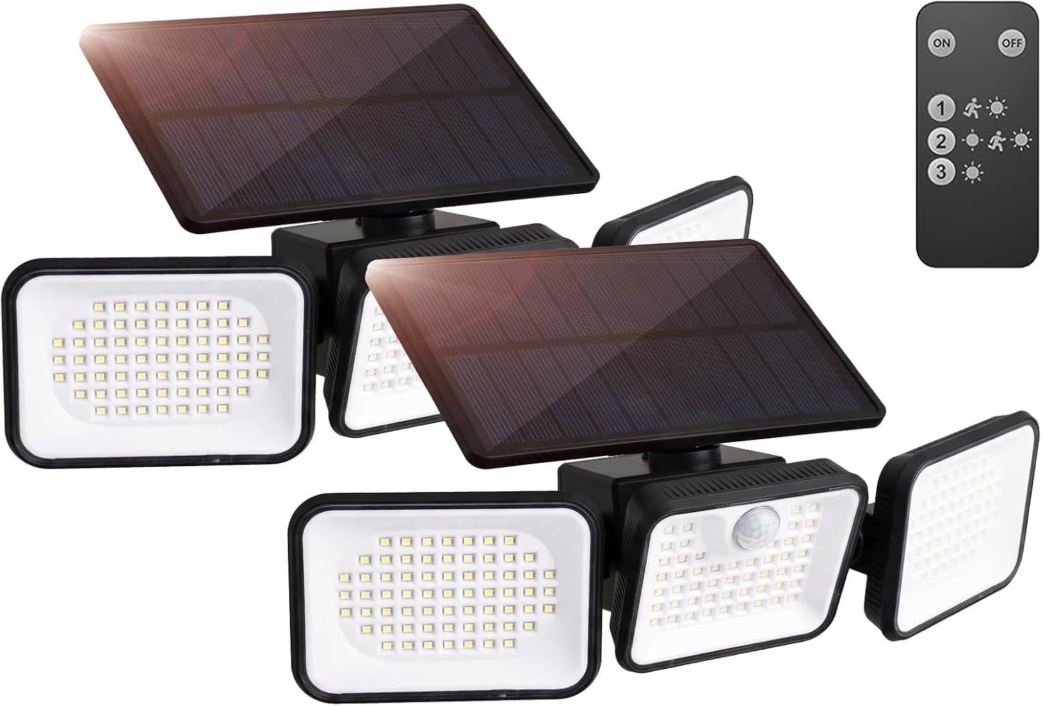 Solar Outdoor Light 4000mAh, 360 Rotatable Solar Panel, Motion Sensor with Remote Control, Multi-Direction Adjustable Side Panels, IP65 Waterproof Security Light for Yard Driveway Porch (2)