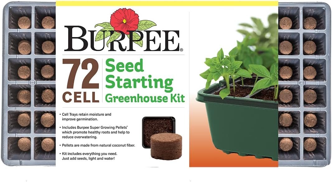 Burpee 72 Cell Seed Starting Kit with Greenhouse Dome and Coir Pellets