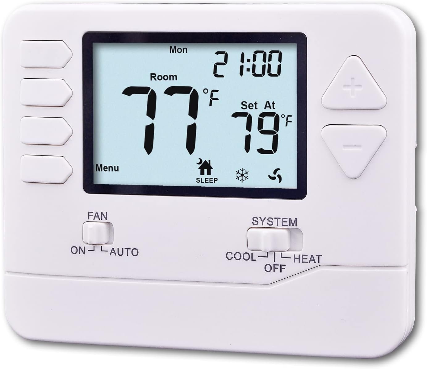 Heagstat H705 Programmable Thermostat 1 Heat/1 Cool for Home 24V Conventional Systems, White Backlight