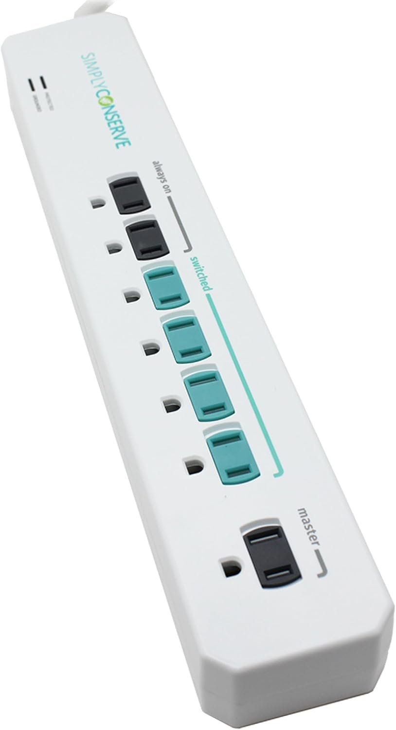 Advanced Power Strip SC73T1, Surge Protector with Multiple Outlets, White Extension Cord for Electronics, Energy Saver Device with Child Protective Covers