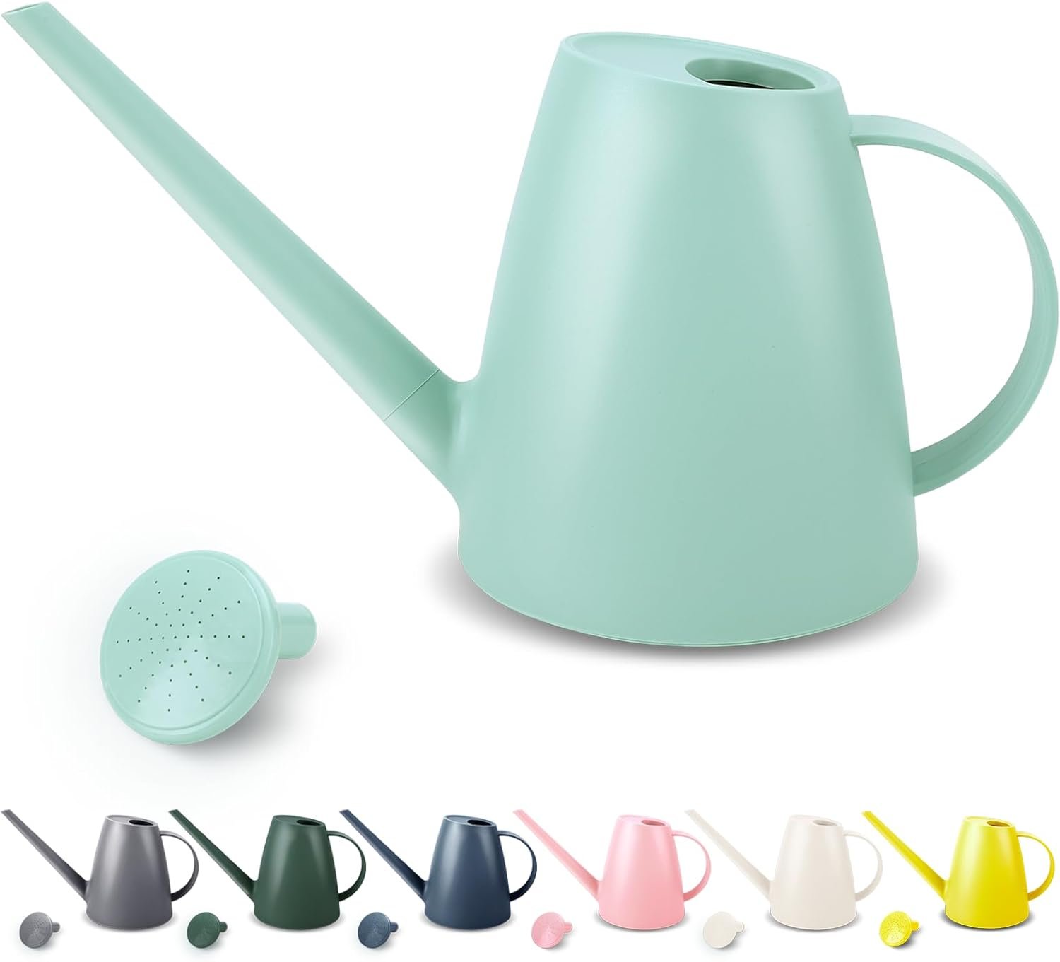 1.8L Watering Can, Small Watering Can for Indoor Plants with Long Spout | Long Spout Water Can, Detachable Shower Head, Small Plastic, Indoor Plants, Houseplants, Garden Flowers, Approx. 0.5 gallon