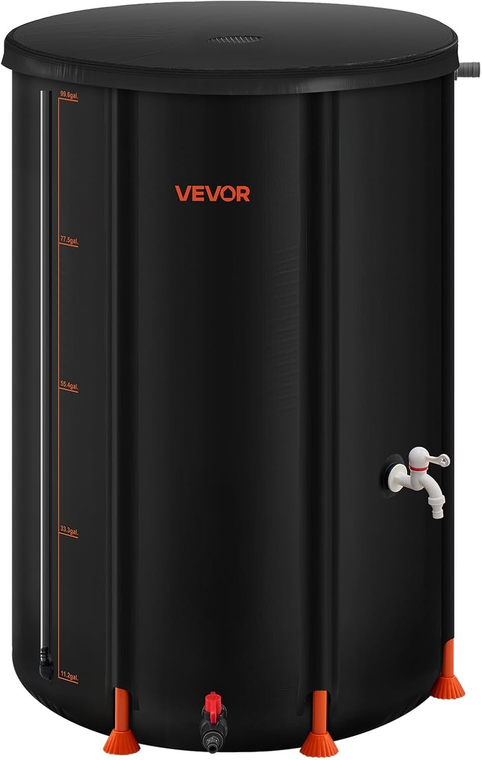 VEVOR Collapsible Rain Barrel, 100 Gallon Portable Rain Water Collection Barrel, 1000D PVC Rainwater Collection System, Garden Water Catcher Tank Storage Container with Spigot & Overflow Kit, Black | For Home Garden Water Catcher, 1000D PVC Rainwater Storage System, Tank Storage Container with Spigot & Overflow Kit, Black