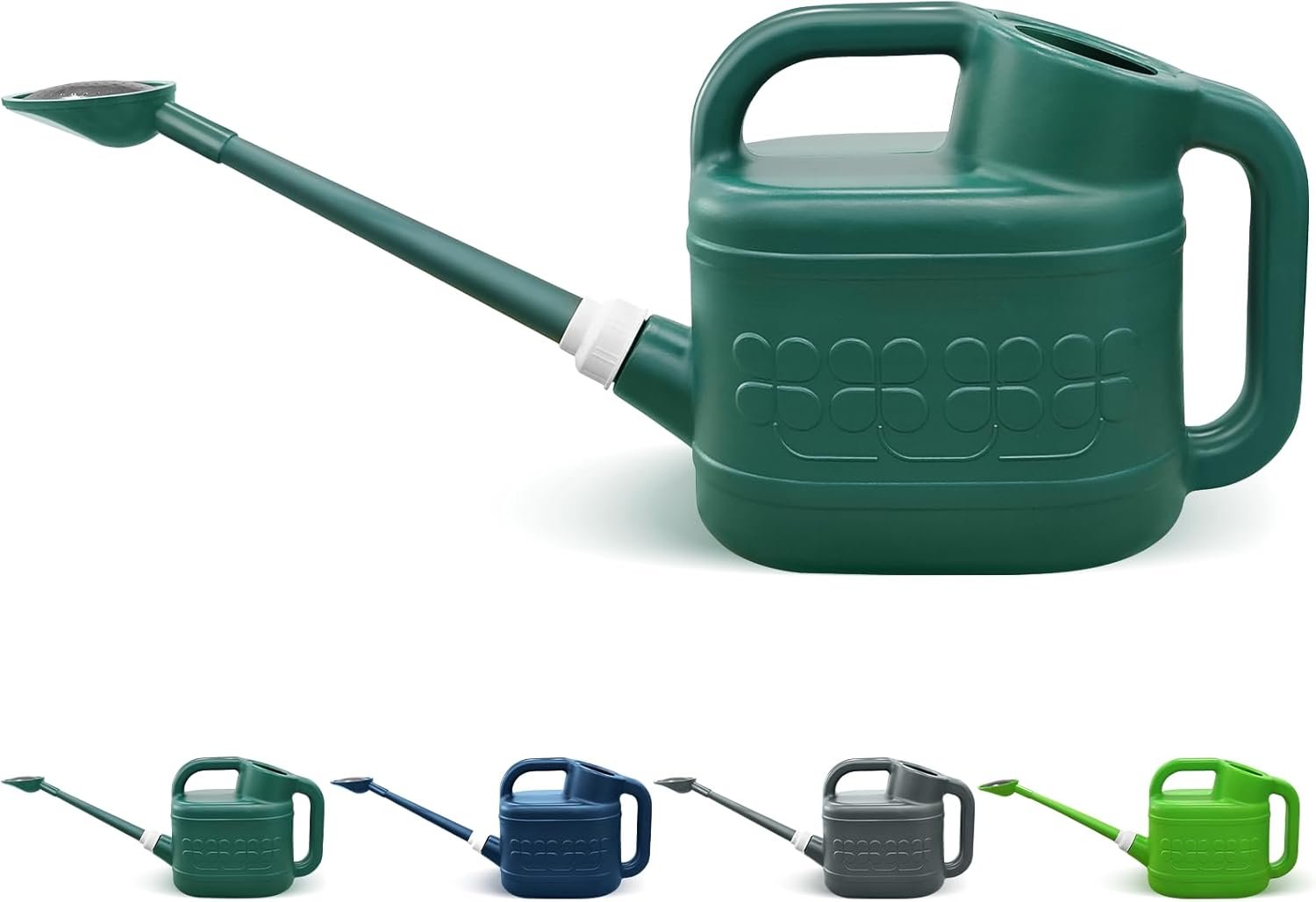 2 Gallon Watering Can, Large Garden Watering Can for Outdoor Plants | Removable Long Spout, Detachable Stainless Steel Shower Head, Balanced Handle, Plastic Water Can for Flower Plants