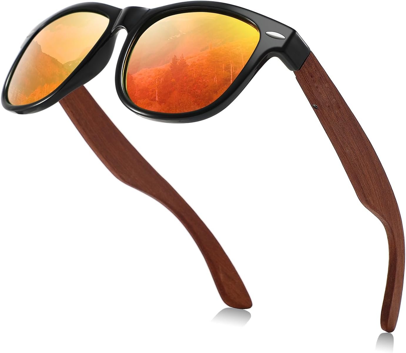 Polarized Wooden Sunglass for Men: UV400 Protection Reduce Glare – Best Gift for Beach Camping Driving