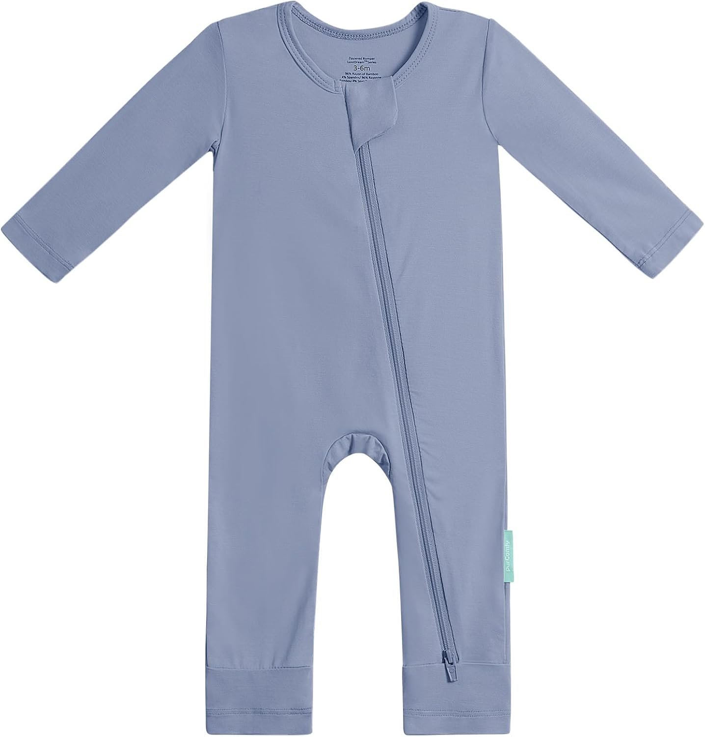 PurComfy Bamboo Viscose Baby Romper, Long Sleeve Pajmas for Boy Girl | Ideal For Sensitive Skin, One Piece Jumpsuit, Neutral for Boy Girl, 2-Way Zipper, Coverall Sleeper