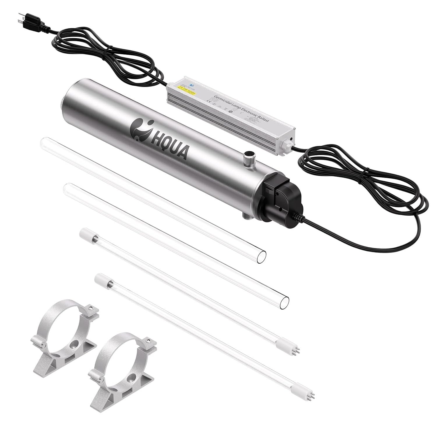 HQUA-TWS-12 Ultraviolet Water Purifier Filter for Whole House Water Purification,12GPM 120V, 1 Extra UV Lamp + 1 Extra Quartz Sleeve