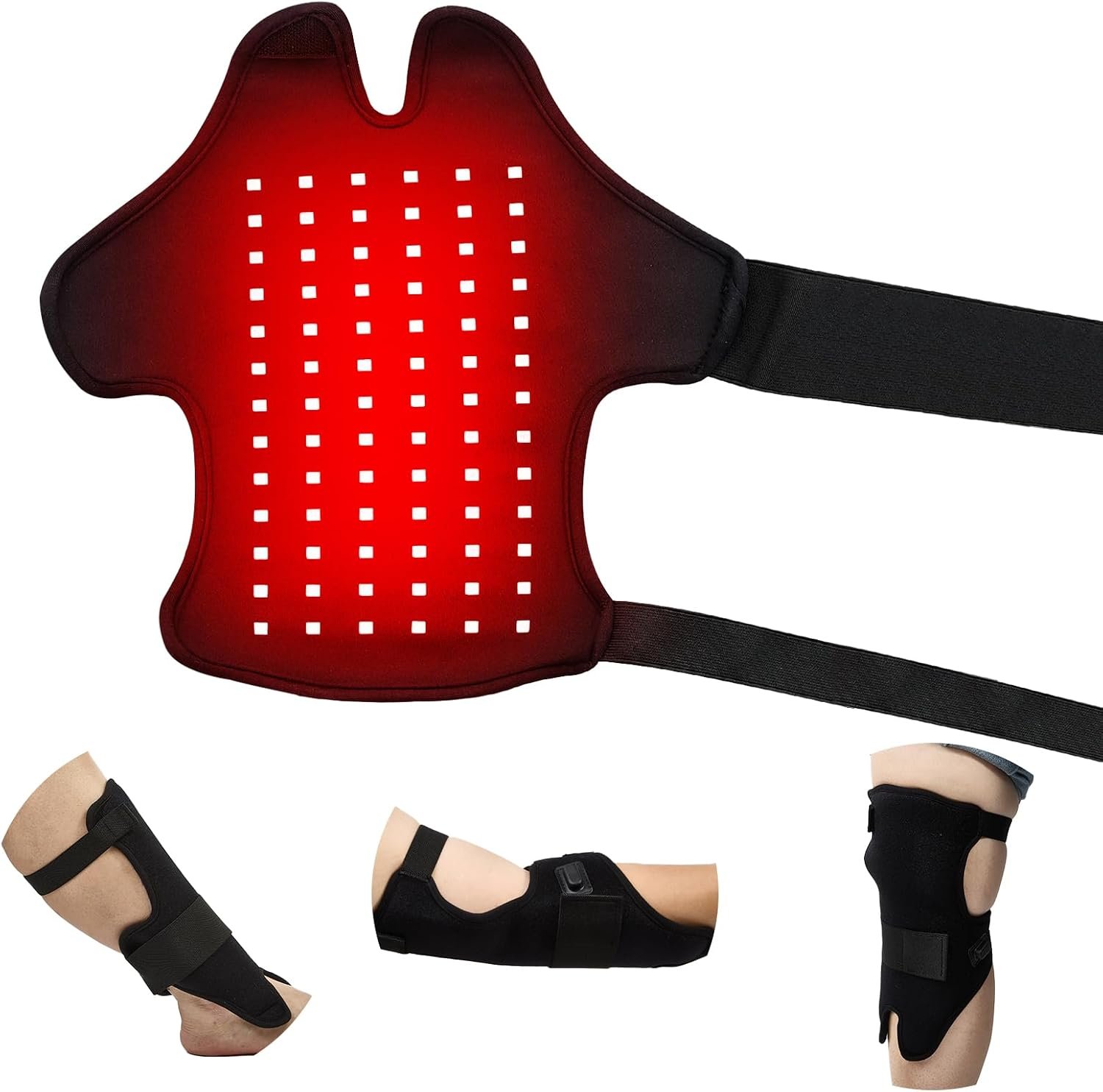 Wearable Red Light Therapy Wrap for Body Pain Relief – 3-in-1 660nm Red & 850nm Near-Infrared LED Pad with Heat for Muscle Repair, Feet, Knee, Ankle, Foot, Hands, & More Body Areas