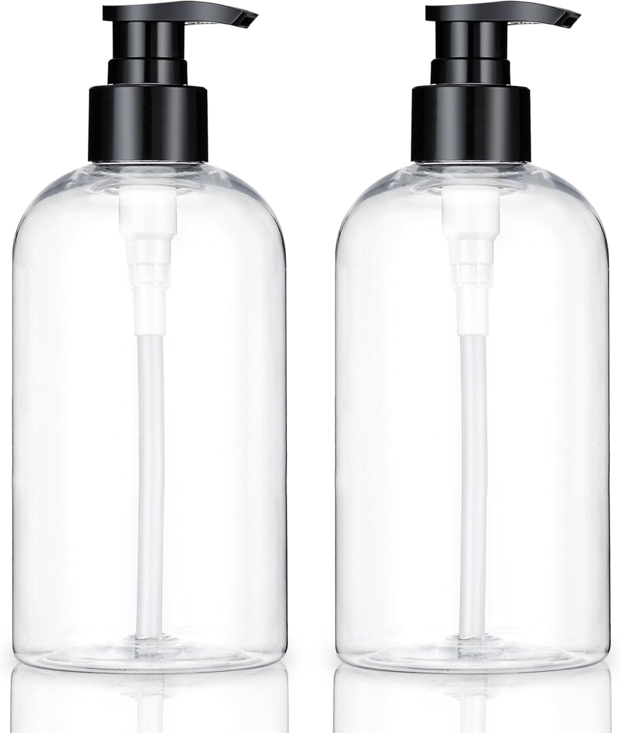 Plastic Pump Bottles Dispenser 2Pack 10oz Shampoo Bottle BPA Free | Empty Pump Bottle Refillable Clear Shampoo Conditioner for Lotion, Liquid Soap, Massage Oil