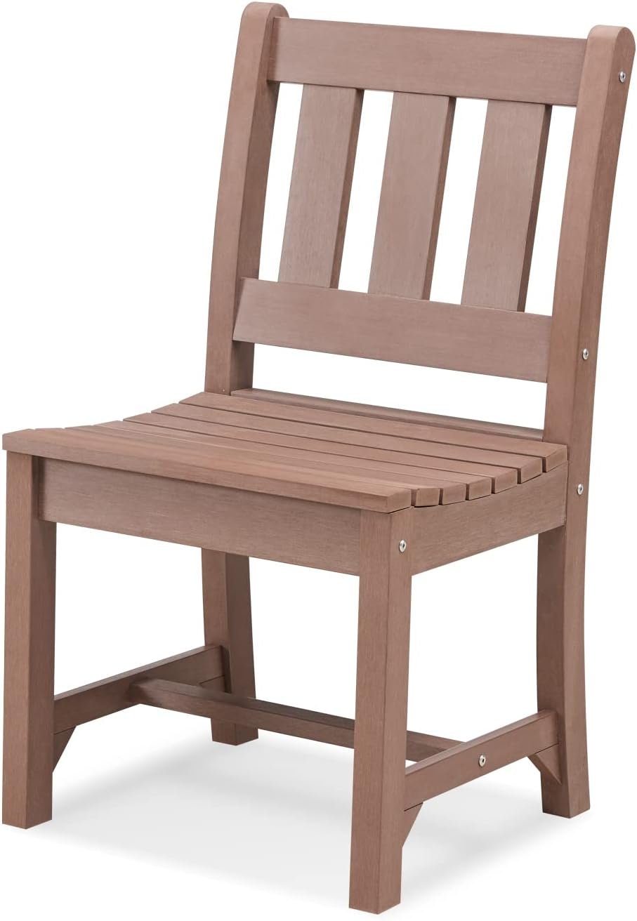 Patio Dining Chairs, Poly Lumber Outdoor Patio Chair, Weather Resistant Patio Chair that Never Rust, Suitable for Garden & Backyard, Net Weight 28 LBs (21″ D x 18″ W x38 1/2″ H, Brown)