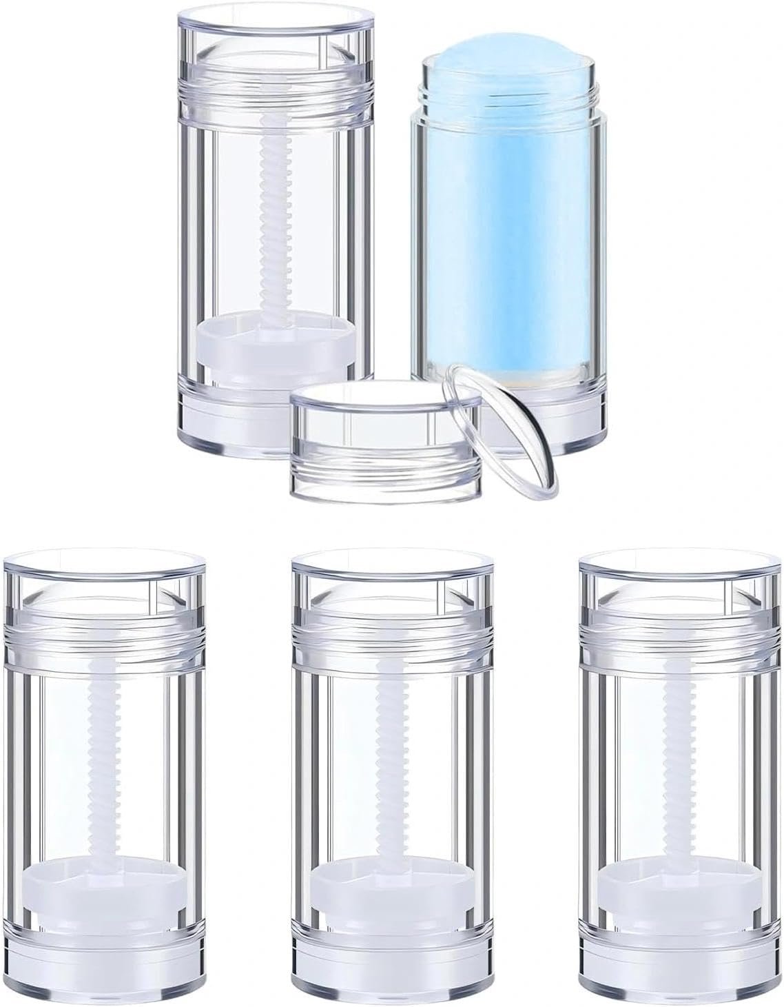 Empty Deodorant Containers, 1oz 30ml Empty Refillable Twist Up Filling Stick for Heel Balm Lotion Bar Crayon Chapstick Homemade Lipstick Make Own Deodorant (5, Transparent)