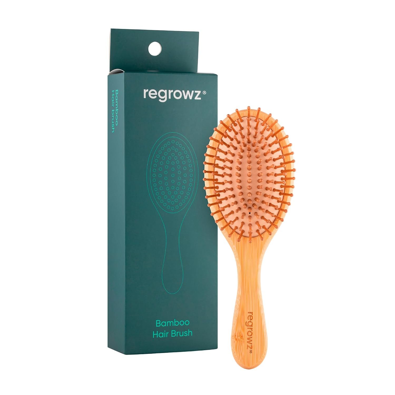 Regrowz Bamboo Paddle Hair Brush for Women & Men – Natural Wooden Brush to Detangle Hair & Reduce Hair Breakage – Scalp Massage, Perfect Hair Care Tool