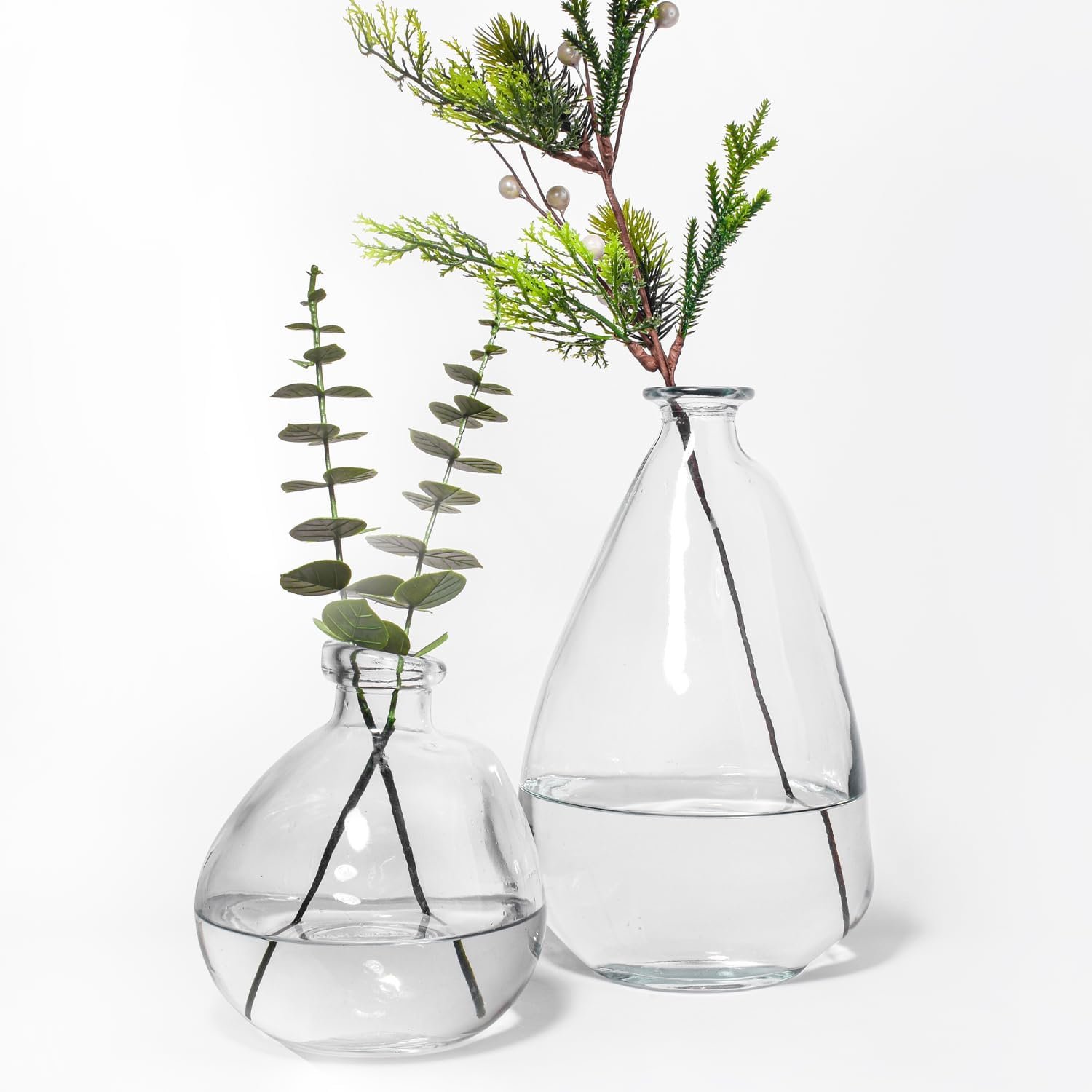 Clear Glass Vases for Centerpieces,2 Pack Tall Large Glass Vase Floor Vase,Irregular Bubble Balloon Glass Jug Vases for Pampas Grass