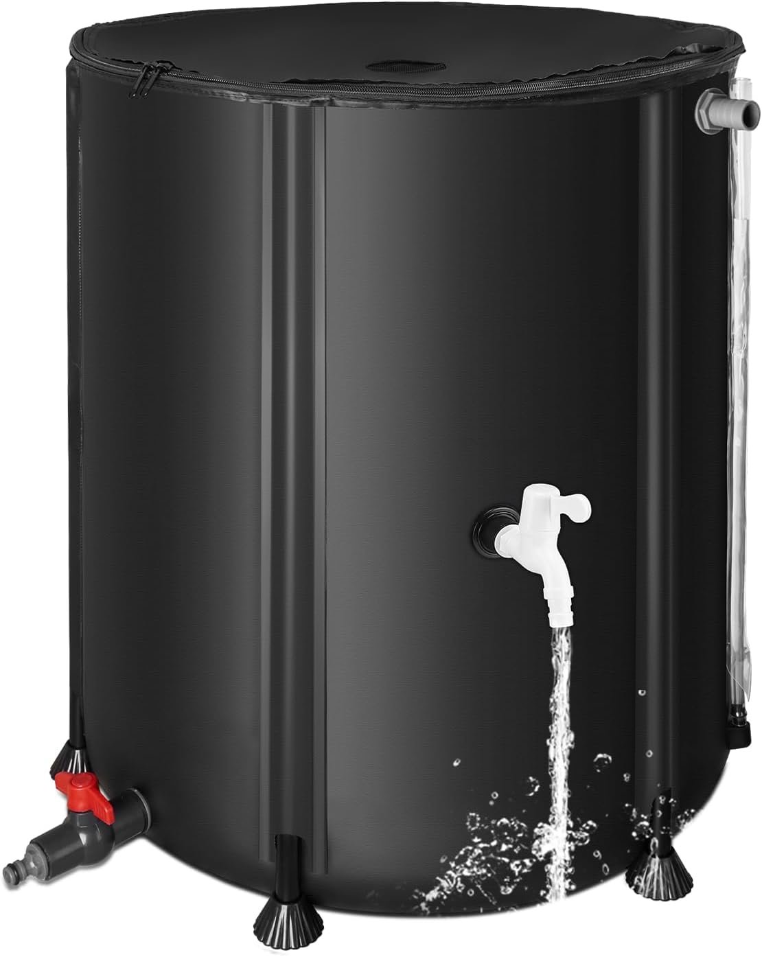 FAMIROSA 50 Gallon / 200L Rain Barrel, Collapsible Rain Barrels to Collect Rainwater from Gutter with Spigots and Overflow, 500D PVC Portable Rain Water Collection Catching System, Water Catcher Tank