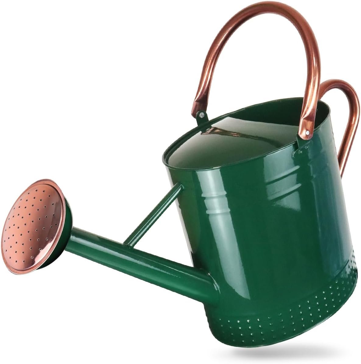 2 Gallon Meltal Garden Watering Can Removable Spout, Galvanized Steel Large Water Can with Embossed Design for Outdoor Indoor Plants (Green, 2 Gallon)