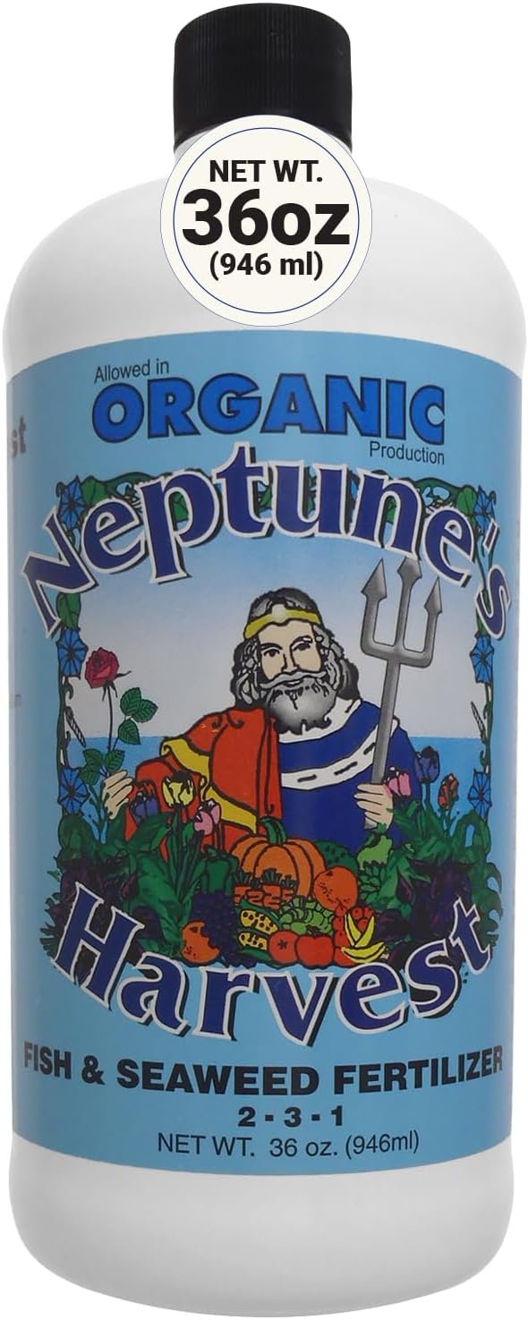 Neptune’s Harvest Fish & Seaweed Liquid Fertilizer (2-3-1) – 36oz Bottle – Plant Food for Garden – Indoor & Outdoor Organic Plant Fertilizer for Vegetables, Flowers, Fruit, Trees & Lawns