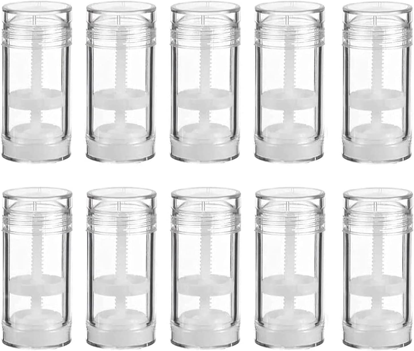 10 Pcs 30ml Empty Deodorant Containers Twist-up Filling Stick Clear Plastic Deodorant Container 1 Oz Refillable Deodorant Bottles Bottom-fill Round Lip Balm Tubes for DIY Lipstick Crayon Chapstick