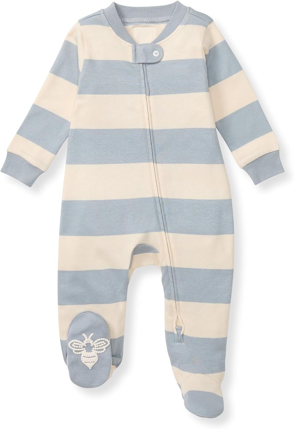 Burt’s Bees Baby Boys’ Organic Cotton, Sleep and Play Footed Pajamas | Easy zip front PJs feature a 2-way zipper to ensure newborns have a restful nights sleep