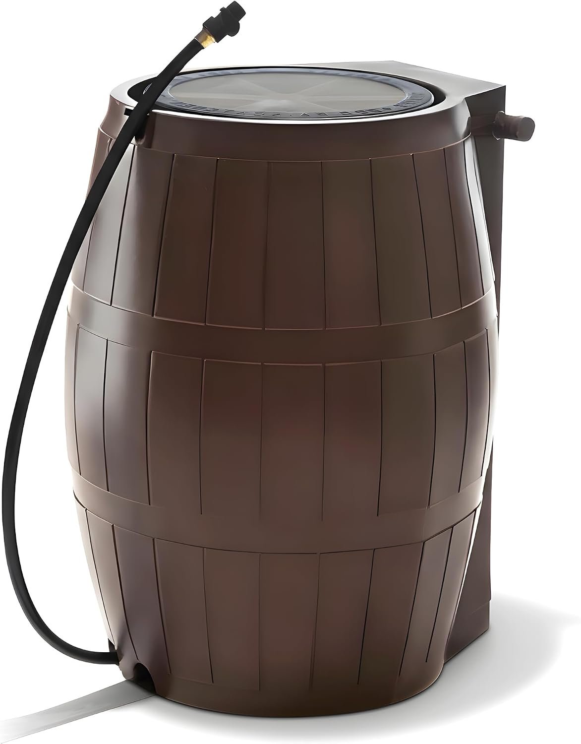 FCMP Outdoor Raincatcher 4000 Rain Barrel, Flat-Back Rainwater Catcher with Spigots, 50 Gallon, Brown – Portable Water Storage Container Tank for Home, Garden, and Backyard | Portable Water Storage Container Tank with Spigots for Home, Garden, and Backyard