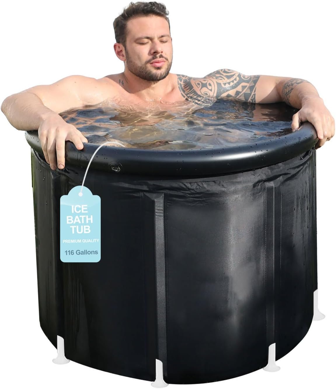 Ice Bath Tub – XXL 102 Gallon Cold Plunge Tub Portable Foldable Bathtub with Removable Legs Large Round Plunge Pool for Outdoor Gym Training Athlete Recovery Home